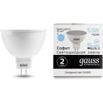 Лампа Gauss LED Elementary MR16 GU5.3 5.5W 470lm 6500К 13536 (артикул 16126023) – фото 1