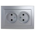 Розетка NILSON 2СП серебро Touran metallic 24131024 (артикул 16352149) – фото 1