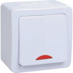 Одноклавишный выключатель IEK ВС20-1-1-ГПБ, с индикацией, для открытой установки, IP54, цвет клавиш белый, ГЕРМЕС PLUS EVMP11-K01-10-54-EC (артикул 16303719) – фото 1
