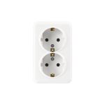Розетка Smartbuy 2-местная 16А с заземлением белая, керамика Юпитер SBE-03w-16-S2-Z-c (артикул 16052340) – фото 1