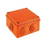 Огнестойкая коробка Экопласт JBS100 E110, о/п 100х100х55, 6 выходов, IP55, 3P, цвет оранжевый 43107HF (артикул 16418752) – фото 1