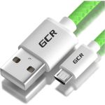 Кабель MicroUSB GCR 1,0m для быстрой зарядки зелёный нейлон VIV51I691 (артикул 16432930) – фото 1