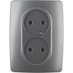 Розетка ЭРА 12-2107-12 2X2P, 16A-250В, IP20, 12, графит Б0031244 (артикул 15981023) – фото 1