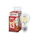 Светодиодная лампа IN HOME LED-A60-deco 13Вт 230В Е27 6500К 1170Лм прозрачная 4690612035628 (артикул 18508489) – фото 1