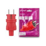 Каучуковая прямая вилка duwi с заземлением 16A IP44 красная 27455 1 (артикул 19992760) – фото 1