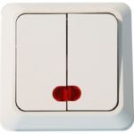 Двухклавишный выключатель Jilion с подсветкой белый 9533416 (артикул 16404158) – фото 1