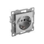 Механизм розетки GUSI ELECTRIC Ugra 1-ой с/з с з/ш, СУ, 16А, 250В, серебро С11Р4-004 (артикул 16032625) – фото 1