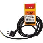 Сетевой шнур с вилкой Lux V3 ПВС 3x0.75 мм 3 м черный c заземлением 4606400001379 (артикул 16134344) – фото 1