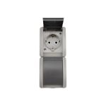 Двойная накладная розетка KRANZ вертикальный блок с/з IP54 16А серая KR-78-0615 (артикул 18107257) – фото 1