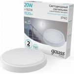 Светодиодный светильник GAUSS IP40 D180х33 20W 1520lm 4000K HALL круг с оптико-акустическим сенсором 1/40 193411220-OAS (артикул 16856095) – фото 1