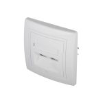 Коммуникационная двойная розетка Aling-conel PRESTIGE RJ45 Cat5e UTP, белая 614.00 113031 (артикул 20018464) – фото 1