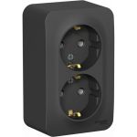 Двойная розетка Schneider Electric BLANCA О/У с заземлением, без шторок, АНТРАЦИТ BLNRA010216 (артикул 16313729) – фото 1