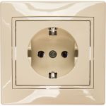 Розетка Lezard MIRA с заземлением, ПБТ, кремовый, со вставкой 701-0303-122B (артикул 16192885) – фото 1