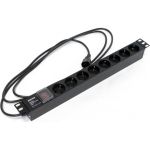 Горизонтальный блок розеток Hyperline для 19"" шкафов 8 розеток Schuko, черный, 397035 (артикул 19947874) – фото 1