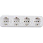 Розетка Bylectrica 4-местная ОУ с заз.конт., серия ВАРИАНТ, белый, РА16-0182 (артикул 17381532) – фото 1