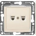 Двухместная телефонная розетка RJ -11, крем Volsten Violet V01-22-F22-M 9141 (артикул 15590919) – фото 1