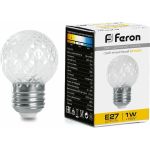 Лампа-строб FERON LB-377 Шарик прозрачный E27 1W 2700K 38208 (артикул 19653834) – фото 1