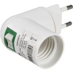 Переходник IEK вилка 220В-патрон Е27, пластик, белый EPP16-02-01-K01 (артикул 16528567) – фото 1