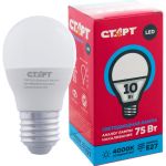 Светодиодная лампа СТАРТ в колбе лон 10W холодный свет FP ECO LEDSphereE27 10W 40 FP (артикул 16099817) – фото 1