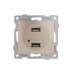 Механизм розетки GUSI ELECTRIC Bravo USB, двойной, СУ, шампань С10USB2-027 (артикул 16183966) – фото 1