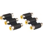 Переходник 3 гнезда REXANT RCA - RCA 3 гнезда 06-0166-A (артикул 22221879) – фото 1