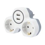 Электрический двойник REXANT с 2 USB портами 2,4А с заземлением 16А белый 11-1089 (артикул 20922483) – фото 1