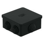 Распределительная коробка Экопласт JBR080 о/п с крышкой D=80x40, 4 вых,IP44 цвет чёрный, подходит для монтаж. пистолета 44005BL-1 (артикул 23435829) – фото 1