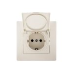 Розетка GUSI ELECTRIC Bravo с крышкой, с БЗК, c ЗП, СУ, 16А, 250В, бежевая С10Р91-003-СБ (артикул 16032690) – фото 1