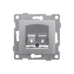 Механизм компьютерной розетки GUSI ELECTRIC Bravo RJ45, двойной, СУ, серебро С10К2-004 (артикул 16032705) – фото 1