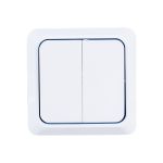 Двухклавишный выключатель Intro Quadro, 10А-250В, IP20, открытая установка, без монтажной пластины, белый, Б0053901 (артикул 20771373) – фото 1