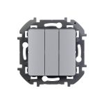 Трехклавишный выключатель Legrand - INSPIRIA - 10 AX - 250 В - алюминий 673642 (артикул 20953965) – фото 1