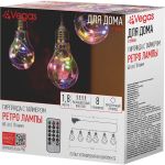 Электрогирлянда VEGAS 4,5V Ретро лампы 60 разноцветных мигающих RGB LED ламп, 55133 (артикул 16333476) – фото 1