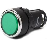 Нажимная кнопка Emas моноблочная, зелёная, 22 мм, IP 40, 1НО+1НО MB101DY (артикул 16882327) – фото 1