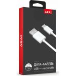 Дата-кабель AKAI microUSB, 1м, 1,5А, белый CE-453W (артикул 21357406) – фото 1