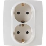 Розетка ЭРА 12-2104-02 2X2P+E Schuko со шторками, 16АХ-250В, слоновая кость Б0014700 (артикул 15747410) – фото 1
