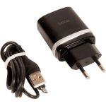 Зарядное устройство Hoco c12Q Smart QC3.0, кабель Micro USB, один порт USB, 5V, 3.0A, черный 819514 (артикул 18687030) – фото 1
