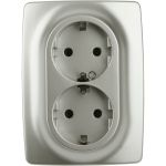 Розетка ЭРА ЭРА12 210815 2x2PE Schuko со шторками, 16A 250В, IP20, перламутр Б0036451 (артикул 16134750) – фото 1