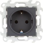 Розетка Simon 2К+З Schuko без шторок, графит 2450434-038 (артикул 16102816) – фото 1