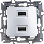 Зарядное устройство USB ЭРА 14-4110-03 230В/5В-2100мА, IP20, Elegance, алюминий Б0034360 (артикул 15904028) – фото 1