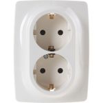 Розетка ЭРА 12-2008-02 2X2P E Schuko со шторками , 16А-250В, б.л., 12, слоновая кость Б0038813 (артикул 15980980) – фото 1