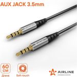Кабель AIRLINE AUX 3.5 mm Jack - 3.5 mm Jack 0,6м, черный ACH-AUX-60 (артикул 21416932) – фото 1