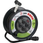 Силовой удлинитель ЭРА RMx-4es-3x2.5-30m-IP44(KG) на металлической катушке, c заземлением, 4 розетки, 30м, КГ 3х2.5мм2 Б0043058 (артикул 16110261) – фото 1