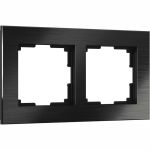 Рамка на 2 поста WERKEL W0021708 Aluminium черный алюминий a050962 (артикул 15777488) – фото 1