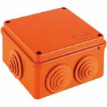 Огнестойкая коробка Экопласт JBS100 E110, о/п 100х100х55, 6 выходов, IP55, 3P, цвет оранжевый 43307HF (артикул 16418481) – фото 1