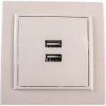 2-местная розетка USB EKF Минск СП 2,1А бежевая SQERR-2USB-200 ERR-2USB-200 (артикул 16154195) – фото 1
