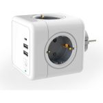 Разветвитель ROCKETSOCKET Cube Original 4 Euro 16A, 3 USB 2A+C с блоком 5В/3.0А цвет серый GN1205 (артикул 24499461) – фото 1