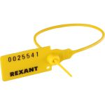 Номерная пломба для опечатывания REXANT пластиковая 220 мм желтая 50 шт 07-6112 (артикул 19902658) – фото 1