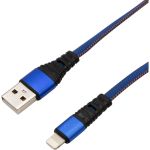 Кабель USB - Lightning REXANT 2.4 А, 1 м, для iPhone синяя нейлоновая оплетка 18-7053 (артикул 21956236) – фото 1