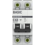 Автоматический выключатель EKF Basic ВА 47-29, 2P, 63А, 4,5кА, SQ mcb4729-2-63C (артикул 16145765) – фото 1