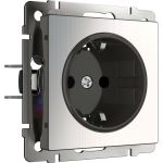 Розетка WERKEL W1171102 с заземлением и шторками глянцевый никель a051076 (артикул 23164311) – фото 1